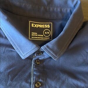 Express Blue Tech Stretch Moisture Polo Shirt Classic Design